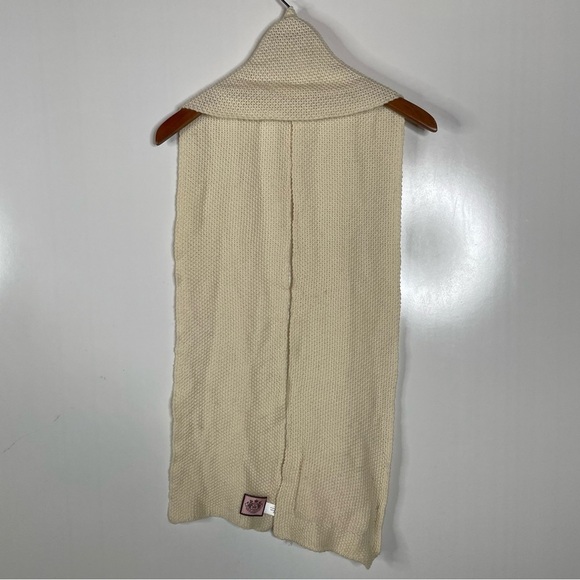 Y2K Vintage Juicy Couture Merino Wool Cream Scarf with Button and Pocket Details - Picture 2 of 6